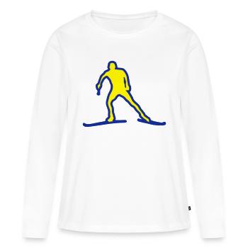 ski combine nordique fond dessin trace - T-shirt manches longues Premium bio Femme - blanc - Devant - Julia (174cm)