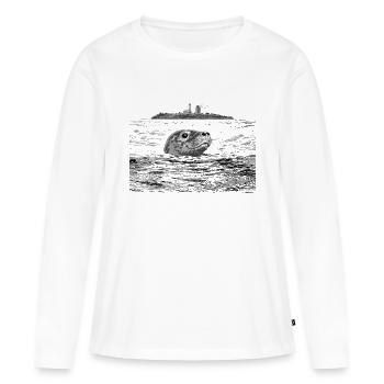 UTÖ GREY SEAL - Textiles marins et cadeaux - T-shirt manches longues Premium bio Femme - blanc - Devant - Julia (174cm)