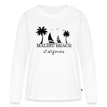 Malibu Californie - T-shirt manches longues Premium bio Femme - blanc - Devant - Julia (174cm)