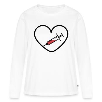 Impfstoff Virus Covid Herz Befürworter Design - Frauen Premium Bio Langarmshirt - Weiß - Vorne - Julia (174cm)