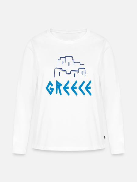 Greece - Frauen Premium Bio Langarmshirt - Weiß