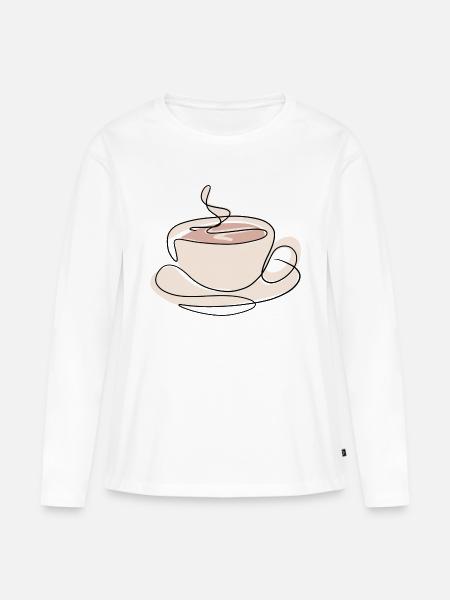 Kaffee Kaffeetasse Kaffeetrinker Kaffeeliebhaber - Frauen Premium Bio Langarmshirt - Weiß