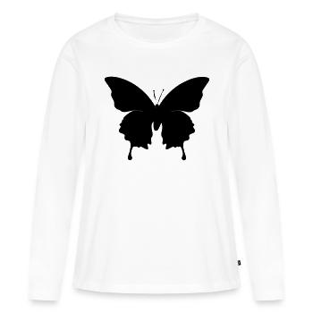 silhouette de papillon - T-shirt manches longues Premium bio Femme - blanc - Devant - Julia (174cm)
