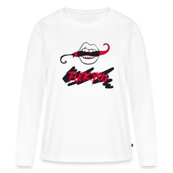 Fick dich - Frauen Premium Bio Langarmshirt - Weiß - Vorne - Julia (174cm)