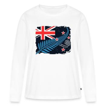 Nouvelle-Zélande Aotearoa Kiwi 11 - T-shirt manches longues Premium bio Femme - blanc - Devant - Julia (174cm)