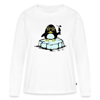 Pingouin de plage Banquise - T-shirt manches longues Premium bio Femme - blanc - Devant - Julia (174cm)