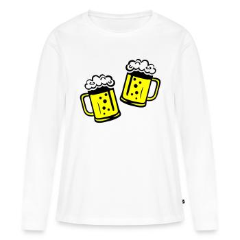 Chope de bière Cheers - T-shirt manches longues Premium bio Femme - blanc - Devant - Julia (174cm)