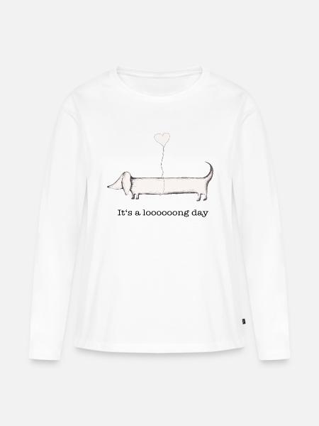 Dackel: it‘s a long day - Frauen Premium Bio Langarmshirt - Weiß