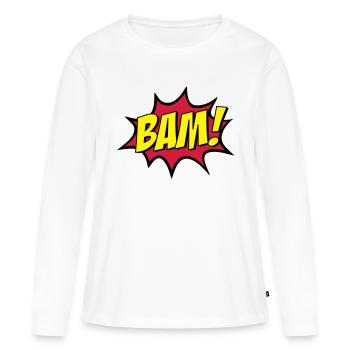 BAM ! - T-shirt manches longues Premium bio Femme - blanc - Devant - Julia (174cm)
