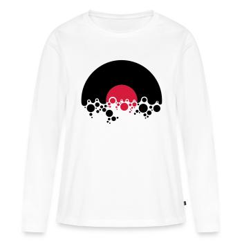 bulles de disques vinyle - vinyl record bubbles - T-shirt manches longues Premium bio Femme - blanc - Devant - Julia (174cm)