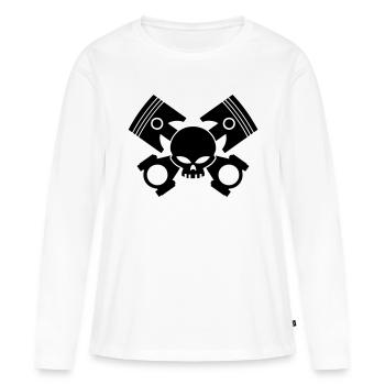 pistons - rods and skull - Women's Premium Organic Long Sleeve Shirt - white - Front - Julia (174cm)
