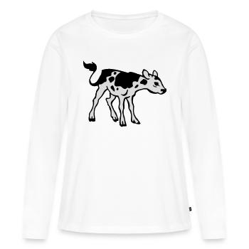 Veau - T-shirt manches longues Premium bio Femme - blanc - Devant - Julia (174cm)