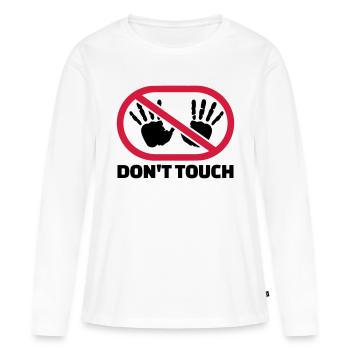 Don't touch - T-shirt manches longues Premium bio Femme - blanc - Devant - Julia (174cm)