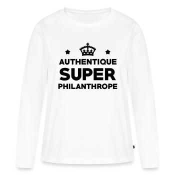 Philanthrope / Philanthropie / Association / - T-shirt manches longues Premium bio Femme - blanc - Devant - Julia (174cm)