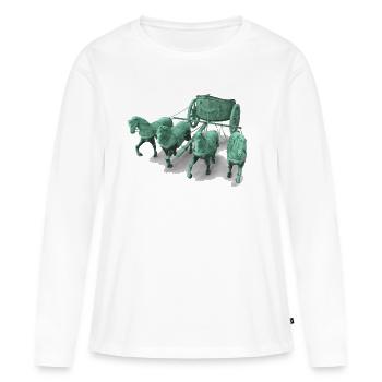 Streitwagen Statue 3D - Quadriga Chariot Statue - Frauen Premium Bio Langarmshirt - Weiß - Vorne - Julia (174cm)