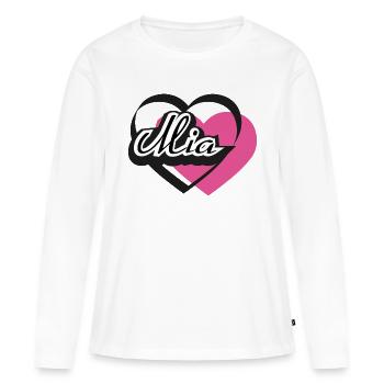 Name Mia Herz - Frauen Premium Bio Langarmshirt - Weiß - Vorne - Julia (174cm)