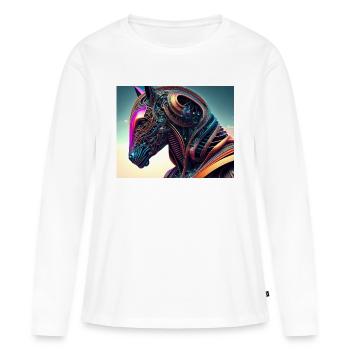 Mechanischer Pferdekopf - Frauen Premium Bio Langarmshirt - Weiß - Vorne - Julia (174cm)
