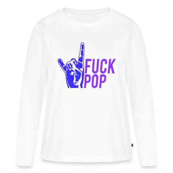 Fuck Pop Charts Musique Heavy Metal Cornes Geste de la main - T-shirt manches longues Premium bio Femme - blanc - Devant - Julia (174cm)