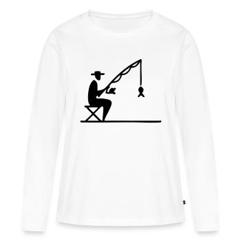 Angler with route and fish - Women's Premium Organic Long Sleeve Shirt - white - Front - Julia (174cm)