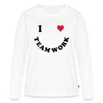 Ich liebe Teamwork - Frauen Premium Bio Langarmshirt - Weiß - Vorne - Julia (174cm)