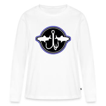 Hameçons de pêche au poisson - T-shirt manches longues Premium bio Femme - blanc - Devant - Julia (174cm)