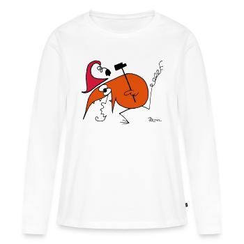 Le Shadok fou - T-shirt manches longues Premium bio Femme - blanc - Devant - Julia (174cm)