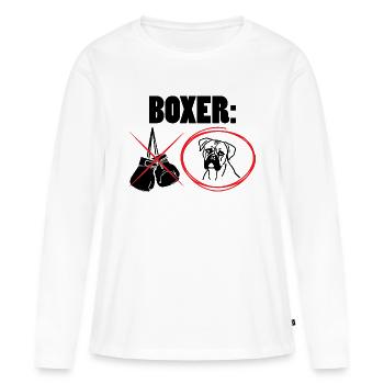 Chien / Boxer: Boxer - T-shirt manches longues Premium bio Femme - blanc - Devant - Julia (174cm)