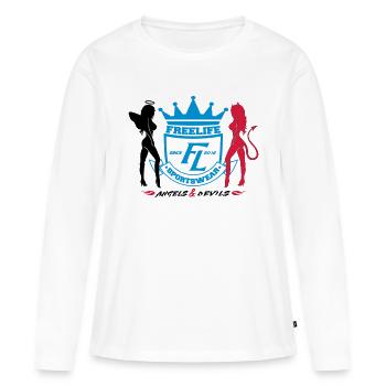 Angel Devil Freelife Sportswear - Women's Premium Organic Long Sleeve Shirt - white - Front - Julia (174cm)