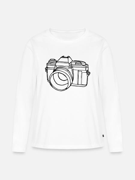 Kamera - Frauen Premium Bio Langarmshirt - Weiß