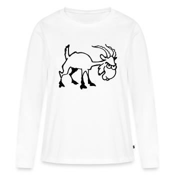 Bouc - T-shirt manches longues Premium bio Femme - blanc - Devant - Julia (174cm)