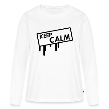 keep calm - T-shirt manches longues Premium bio Femme - blanc - Devant - Julia (174cm)