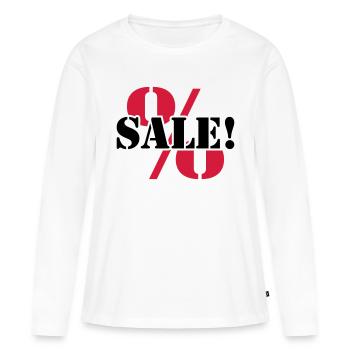 À vendre vente réduit les pourcentages - T-shirt manches longues Premium bio Femme - blanc - Devant - Julia (174cm)