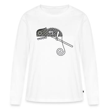 caméléon - T-shirt manches longues Premium bio Femme - blanc - Devant - Julia (174cm)