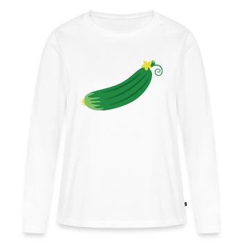 Concombre - T-shirt manches longues Premium bio Femme - blanc - Devant - Julia (174cm)
