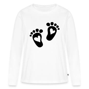 Pieds de bébé - T-shirt manches longues Premium bio Femme - blanc - Devant - Julia (174cm)