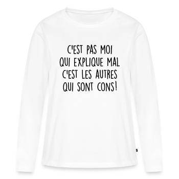 c'est pas moi qui explique mal - T-shirt manches longues Premium bio Femme - blanc - Devant - Julia (174cm)
