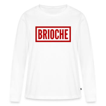 BRIOCHE (Rectangle, Rouge) - T-shirt manches longues Premium bio Femme - blanc - Devant - Julia (174cm)
