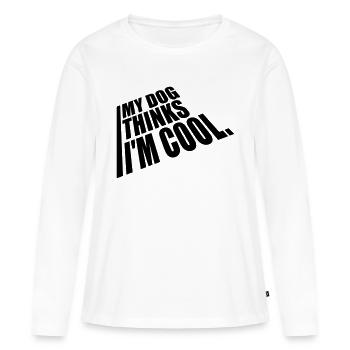 Le chien pense dans la fraîcheur - T-shirt manches longues Premium bio Femme - blanc - Devant - Julia (174cm)