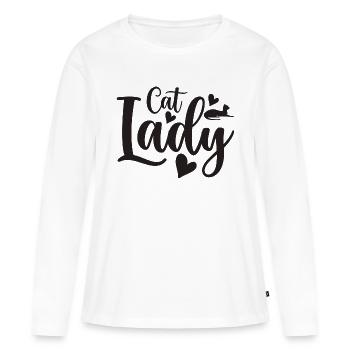 Dame de chat - T-shirt manches longues Premium bio Femme - blanc - Devant - Julia (174cm)