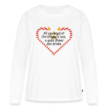 Devise de Noël - T-shirt manches longues Premium bio Femme - blanc - Devant - Julia (174cm)