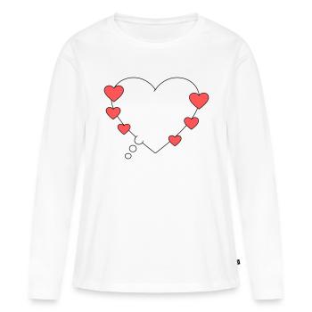 Bulle de pensée avec des cœurs - T-shirt manches longues Premium bio Femme - blanc - Devant - Julia (174cm)