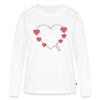 Bulle de pensée avec cœur - T-shirt manches longues Premium bio Femme - blanc - Devant - Julia (174cm)