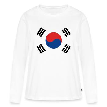 Corée du Sud - T-shirt manches longues Premium bio Femme - blanc - Devant - Julia (174cm)