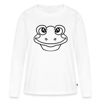 visage tête grenouille assis mignon mignon petit c - T-shirt manches longues Premium bio Femme - blanc - Devant - Julia (174cm)