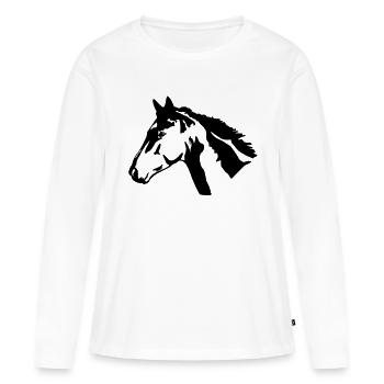 Pferdekopf - Frauen Premium Bio Langarmshirt - Weiß - Vorne - Julia (174cm)