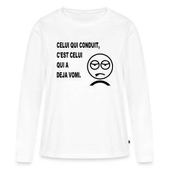 sam_deja_vomi_humour - T-shirt manches longues Premium bio Femme - blanc - Devant - Julia (174cm)