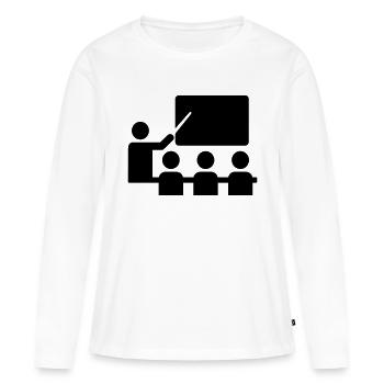 École - T-shirt manches longues Premium bio Femme - blanc - Devant - Julia (174cm)