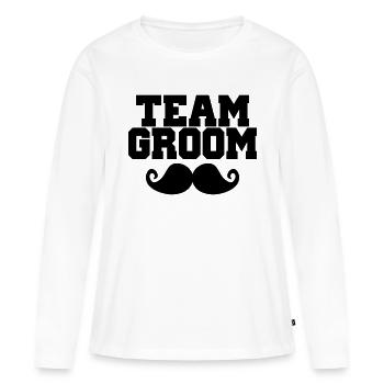 Team Groom, Bachelor Party, Wedding, Vintage - T-shirt manches longues Premium bio Femme - blanc - Devant - Julia (174cm)