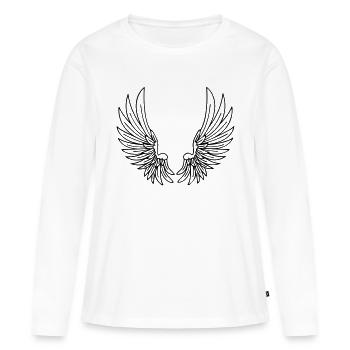 Ailes - T-shirt manches longues Premium bio Femme - blanc - Devant - Julia (174cm)