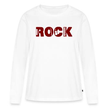 Inscription ROCK - T-shirt manches longues Premium bio Femme - blanc - Devant - Julia (174cm)